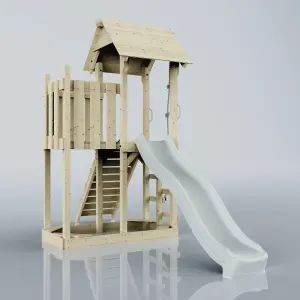 PolarPlay Balcony Tower Kids Wooden Climbing Frame with Slide - Una Mist