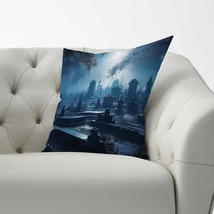 A Breathtaking Scene Of A Moonlit Graveyard Cushions 33cm x 48cm