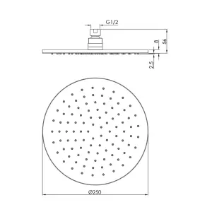 Aquadry Oria Chrome effect Single-spray pattern Fixed Shower head, 250mm