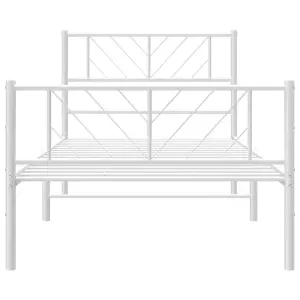 Berkfield Metal Bed Frame with Headboard and Footboard White 107x203 cm