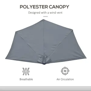 Outsunny 2.7m Metal Frame Garden Furniture Parasol Half Round Umbrella