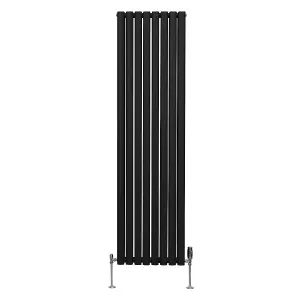 Oval Column Radiator & Valves - 1800mm x 480mm - Black