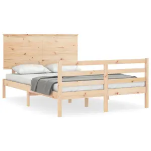 Berkfield Bed Frame with Headboard Small Double Solid Wood