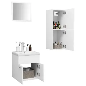 Berkfield Bathroom Furniture Set White Engineered Wood