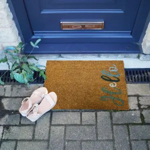 Blue Hello Door mat, 57cm x 40cm