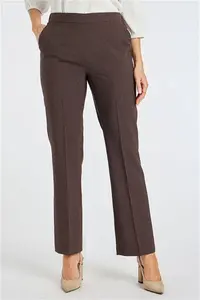 Bonmarche Brown Straight Leg Pull-On Elasticated Trousers, Size: 26