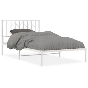 Berkfield Metal Bed Frame without Mattress with Headboard White 107x203cm