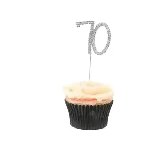 Diamante 70th Cake Topper Silver (One Size)