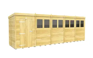 20 x 4 Feet Pent Shed - Single Door With Windows - Wood - L118 x W589 x H201 cm