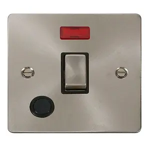 Flat Plate Satin / Brushed Chrome 1 Gang 20A Ingot DP Switch With Flex With Neon - Black Trim - SE Home