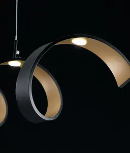 Luminosa HELIX LED Swirl Semi Flush Light Black, Gold 1600lm 3000K 80x18x13.5cm