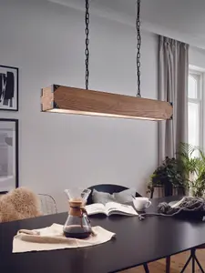 Hanging Ceiling Pendant Light Wood Box 4x 40W E27 Kitchen Island Table Lamp