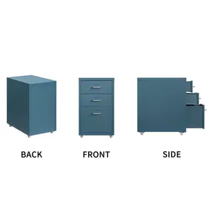 Abdulai 28cm Wide 3 -Drawer Mobile Steel File Cabinet Blue