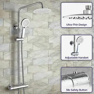 Nes Home Lura Round Modern Exposed Thermostatic Dual Control Twin Shower Mixer Head