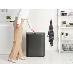 Bo Touch Bin, 60 litre, with 1 inner Plastic Bucket Matt Black