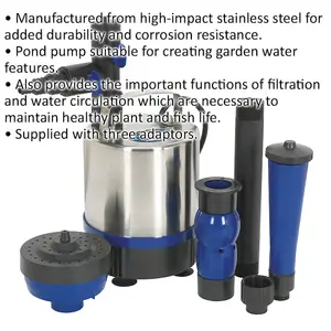 High-Performance Stainless Steel Submersible Pond Pump with 3 Fountain Heads - 3000L/Hr