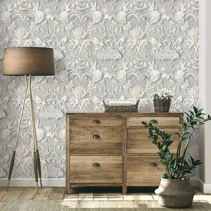 Dimensions Woodland Wallpaper Soft Grey Fine Decor FD42952