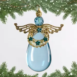 Long Acrylic Glass Smooth Angel Hanging Figurine Ornament Blue/Gold