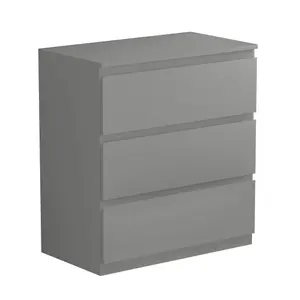 Vida Designs Denver Grey 3 Drawer Chest (H)775mm (W)700mm (D)400mm