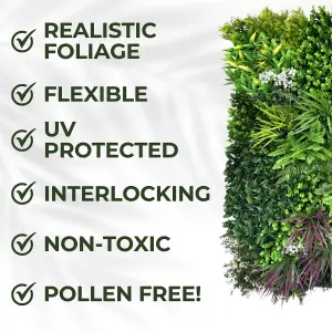 Artificial Plant Flower Living Wall Panels Realistic - Wordsworth - Indoor / Outdoor - 1m x 1m - Home, Garden, Office