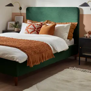 Furniturebox UK King Size Bed - 'Romy' Upholstered Green Kingsize Bed Frame Only (No Mattress) - 100% Recycled Eco Fabric