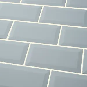 Trentie Blue Gloss Metro Ceramic Indoor Wall tile, Pack of 40, (L)200mm (W)100mm