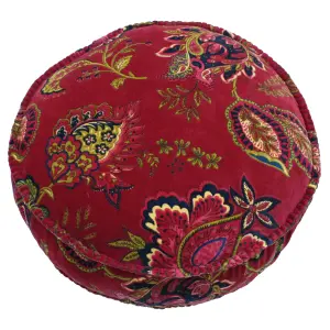 Paoletti Malisa Round Floral Pom-Pom Polyester Filled Cushion