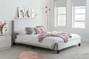 Birlea Berlin King Bed Steel Crushed Velvet