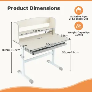 Costway Kids Study Desk Height Adjustable Children Writing Table w/ Tilt Desktop