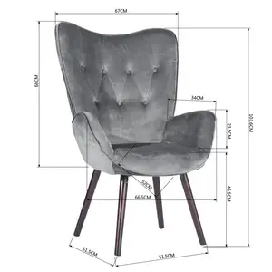 Garmon Velvet Armchair Grey