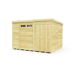 DIY Sheds 11x8 Pent Security Shed - Double Door