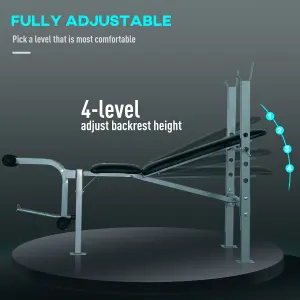 HOMCOM Adjustable Multi Gym Weight Bench Barbell Stand Chest Leg Abs Training