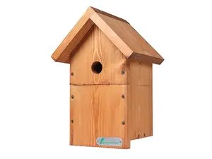 Green Feathers Small Handmade Wooden Bird Box - H34 x W25 x L19 cm