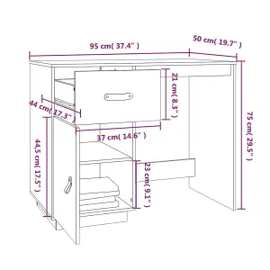 Berkfield Desk Honey Brown 95x50x75 cm Solid Wood Pine