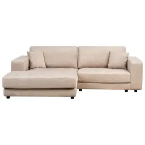 Corner Sofa LOFOTEN Beige Velvet 3 Seater Right Hand