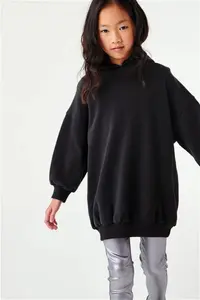 Girls Next Black Longline Hoodie (3-16Yrs) - Black