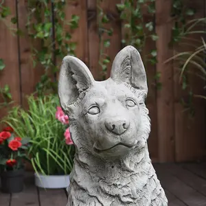 Large Alsatian/German Shepherd Dog Stone Cast Garden Ornament