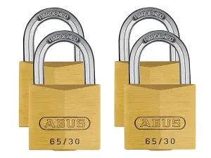 ABUS Mechanical 65/30Mm Brass Padlock Quad Pack