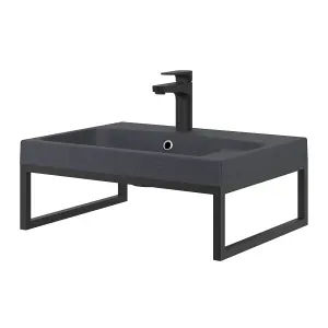 GoodHome Mila Black Rectangular Vanity Basin (W)60.4cm