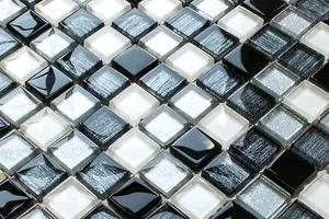 Glass mosaic on mesh for bathroom or kitchen 300mm x 300mm - Pearl Jam