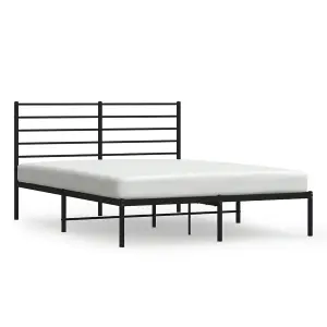 Berkfield Metal Bed Frame with Headboard Black 135x190 cm 4FT6 Double