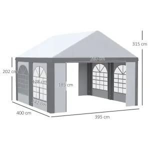 Outsunny 4 x 4m Party Tent, Marquee Gazebo with Sides, Windows and Double Doors