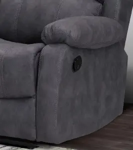 Alaska Grey Fabric Reclining Corner Sofa 5 Seater Suede Manual Recliner Comfortable Padded Arms