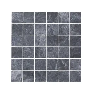 Shaded slate Anthracite Matt Porcelain Mosaic tile sheet, (L)300mm (W)300mm