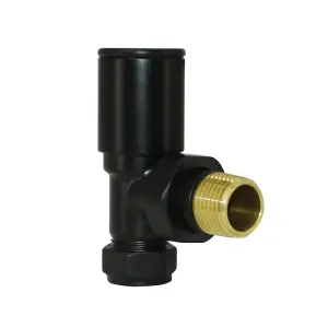 Rinse Bathrooms 15mm Pair of Corner Radiator Valve for Heated Towel Rail Radiator Black