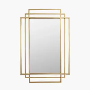 Gold Metal Art Deco Rectangular Wall Mirror