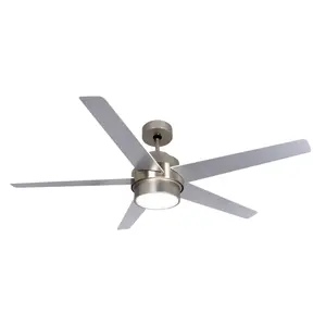 GoodHome Chomsky Modern Brushed Chrome effect LED Ceiling fan light