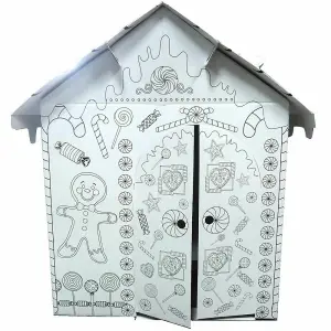 Colour Your Own Gingerbread House Childrens Playhouse Kids Cardboard Wendy Tent