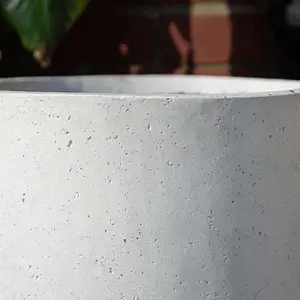 Primrose White Medium Garden Polystone Outdoor Cylinder Planter Diameter 45cm