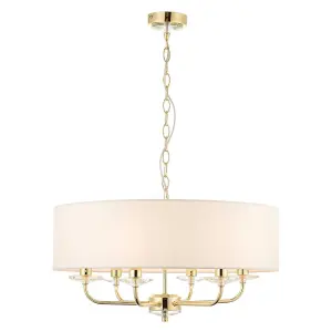 Luminosa Nixon 6 Light Multi Arm Ceiling Pendant Brass, E14